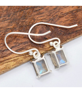 Boucles d'oreilles Labradorite bleue rectangulaires 