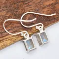Boucles d'oreilles Labradorite bleue rectangulaires - Bijoux en Labradorite Bleue