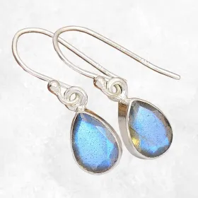 Boucles d'oreilles Labradorite bleue goutte - Bijoux en Labradorite Bleue