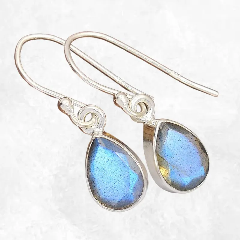 Boucles d'oreilles Labradorite bleue goutte - Bijoux en Labradorite Bleue