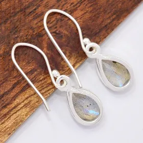 Boucles d'oreilles Labradorite bleue goutte - Bijoux en Labradorite Bleue