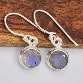Boucles d'oreilles rondes Labradorite bleue - Bijoux en Labradorite Bleue