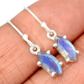 Boucles d'oreilles Labradorite marquise - Bijoux en Labradorite Bleue