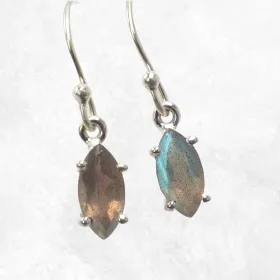 Boucles d'oreilles Labradorite verte orange - Bijoux en Labradorite Bleue