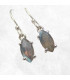 Boucles d'oreilles Labradorite verte orange 