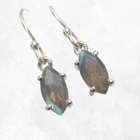 Boucles d'oreilles Labradorite verte orange - Bijoux en Labradorite Bleue