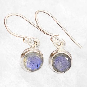 Boucles d'oreilles rondes Labradorite bleue