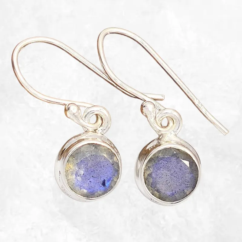 Boucles d'oreilles rondes Labradorite bleue - Bijoux en Labradorite Bleue
