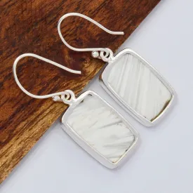 Boucles d'oreilles Scolecite blanche rectangulaire - Boucles d'oreilles en pierres naturelles