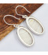 Boucles d'oreilles ovales en Scolecite blanche Boucles d'oreilles en pierres SK49.2
