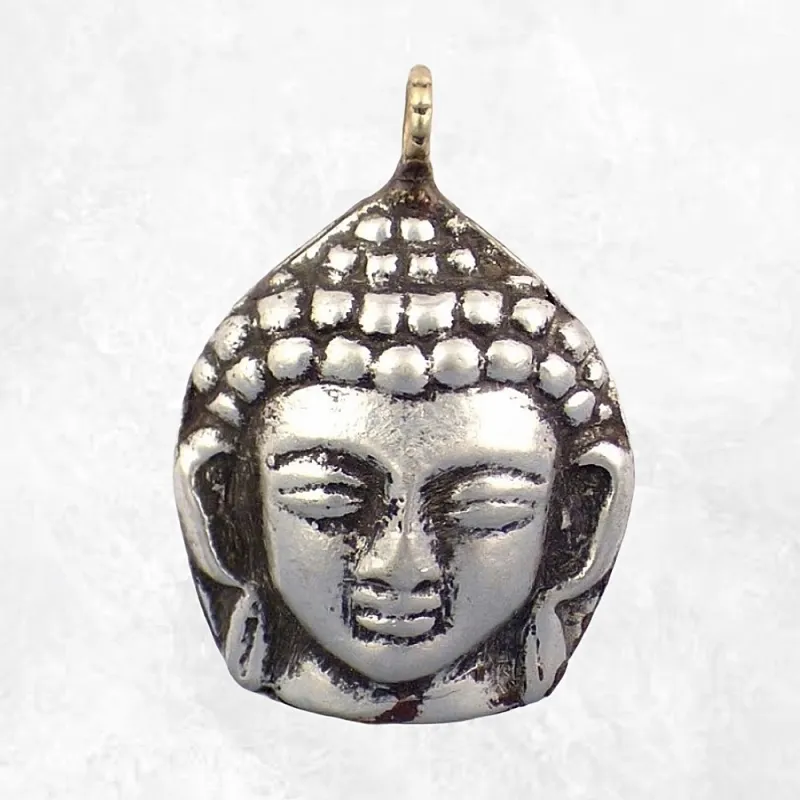 Tête de Bouddha pendentif métal - Pendentifs tibétains bouddhistes