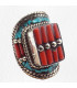 Grosse bague Tibétaine Turquoise Corail bâtonnets