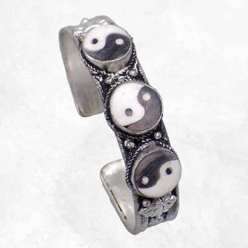 Bracelet tibétain 3 pierres Ying Yang - Bijoux tibetains bouddhistes
