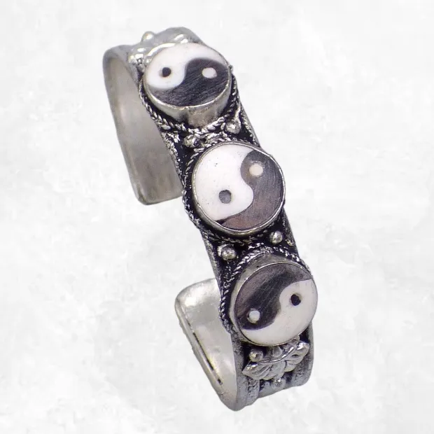 Bracelet tibétain 3 pierres Ying Yang - Bijoux tibetains bouddhistes