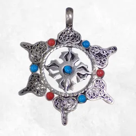 Pendentif tibétain Roue du Dharma et Dorjé - Pendentifs tibétains bouddhistes