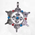 Pendentif tibétain Roue du Dharma et Dorjé - Pendentifs tibétains bouddhistes