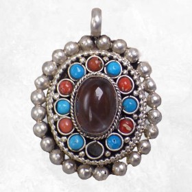 Bijou tibétain pendentif Ghau pierre naturelle Bijoux tibetains bouddhistes 2668.5