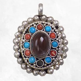 Bijou tibétain pendentif Ghau pierre naturelle - Bijoux tibetains bouddhistes
