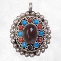 Bijou tibétain pendentif Ghau pierre naturelle Bijoux tibetains bouddhistes 2668.5