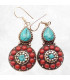 Boucles d'oreilles tibétaines pierres fantaisie