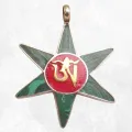 Pendentif tibétain symbole bouddhiste Om en malachite - Pendentifs tibétains bouddhistes