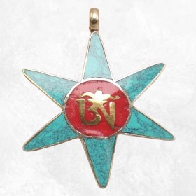 Pendentif tibétain avec symbole bouddhiste Om