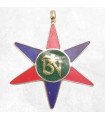 Pendentif tibétain Om – Étoile 3 couleurs en métal et pierres
