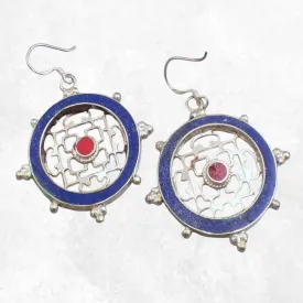 Boucles d'oreilles tibétaines Mandala - Bijoux tibetains bouddhistes