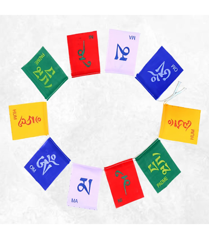 10 Drapeaux de prières OM MANI PEDME HUM 10 X 7 CM Drapeaux tibétains OM5