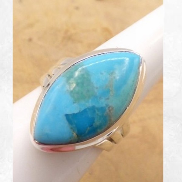 Bague Turquoise Mohave marquise T 52 Bagues pierres naturelles TUV58.4