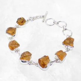 Bracelet en argent Citrine brute - Bracelets pierres naturelles