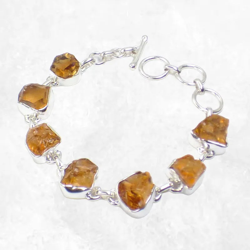 Bracelet en argent Citrine brute - Bracelets pierres naturelles
