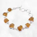 Bracelet en argent Citrine brute - Bracelets pierres naturelles
