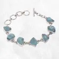 Bracelet argent Aigue-marine brute - Bijoux en Aigue-marine