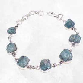 Bracelet Apatite bleu néon brute 7 pierres - Bijoux en Apatite bleue
