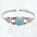 Bracelet Calcédoine bleu paraiba forme jonc - Chakra de la Gorge