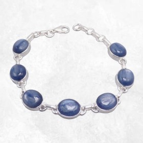 Bracelet Cyanite bleue cabochon pierres ovales