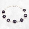 Bracelet Onyx noir cabochon pierres rondes