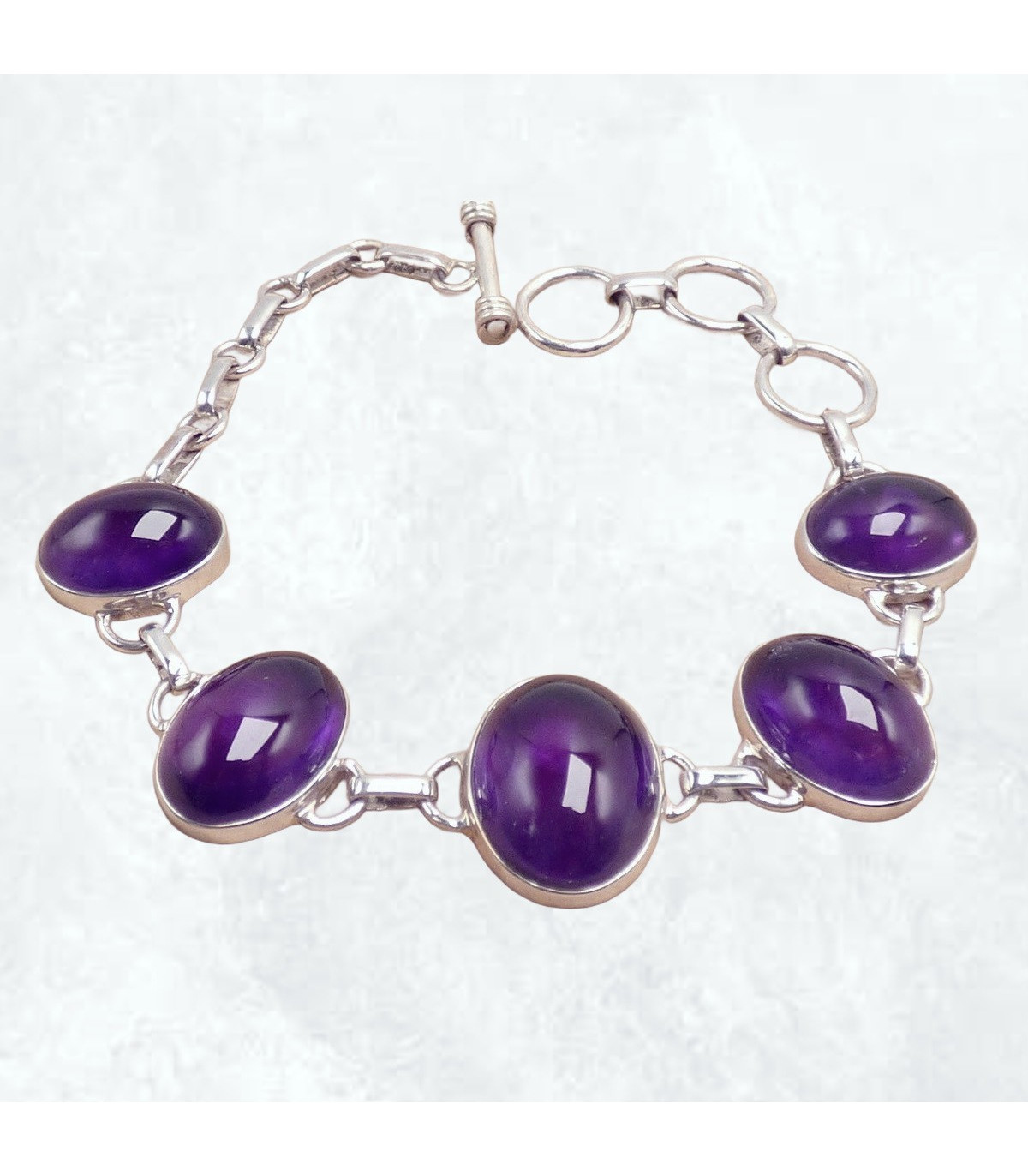 Bracelet femme, plaqué or & Améthyste violette ovale - Lyn&Or