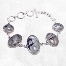 Bracelet Quartz Rutile cabochon