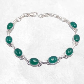 Bracelet Onyx vert pierres ovales