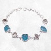 Bracelet Apatite bleue brute Diamant d'Herkimer