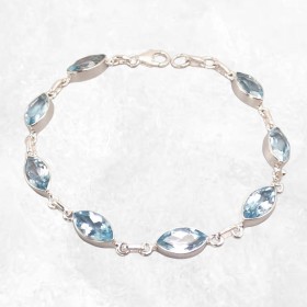 Bracelet en Topaze bleue facettée forme marquise