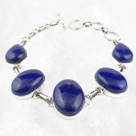 Bracelet argent Lapis Lazuli cabochon - Bracelets pierres naturelles
