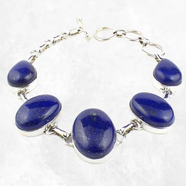 Bracelet argent Lapis Lazuli cabochon - Bracelets pierres naturelles