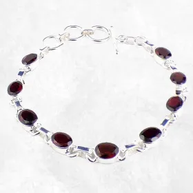 Bracelet Grenat facetté forme ovale argent 925 - Bracelets pierres naturelles