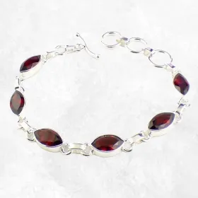 Bracelet Grenat facetté forme marquise - Bracelets pierres naturelles