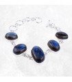 Bracelet labradorite bleue cabochon argent 925, pierres AAA certifiées