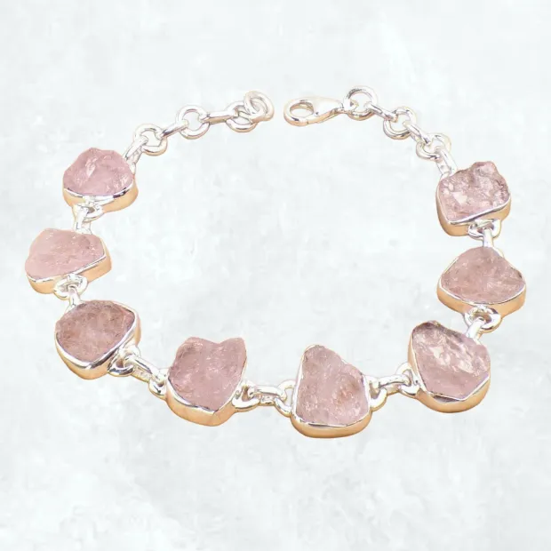 Bracelet Morganite brute - Bijoux en Morganite