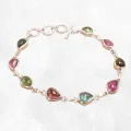Bracelet Tourmaline rose et verte forme poire - Bijoux en Tourmaline Rose